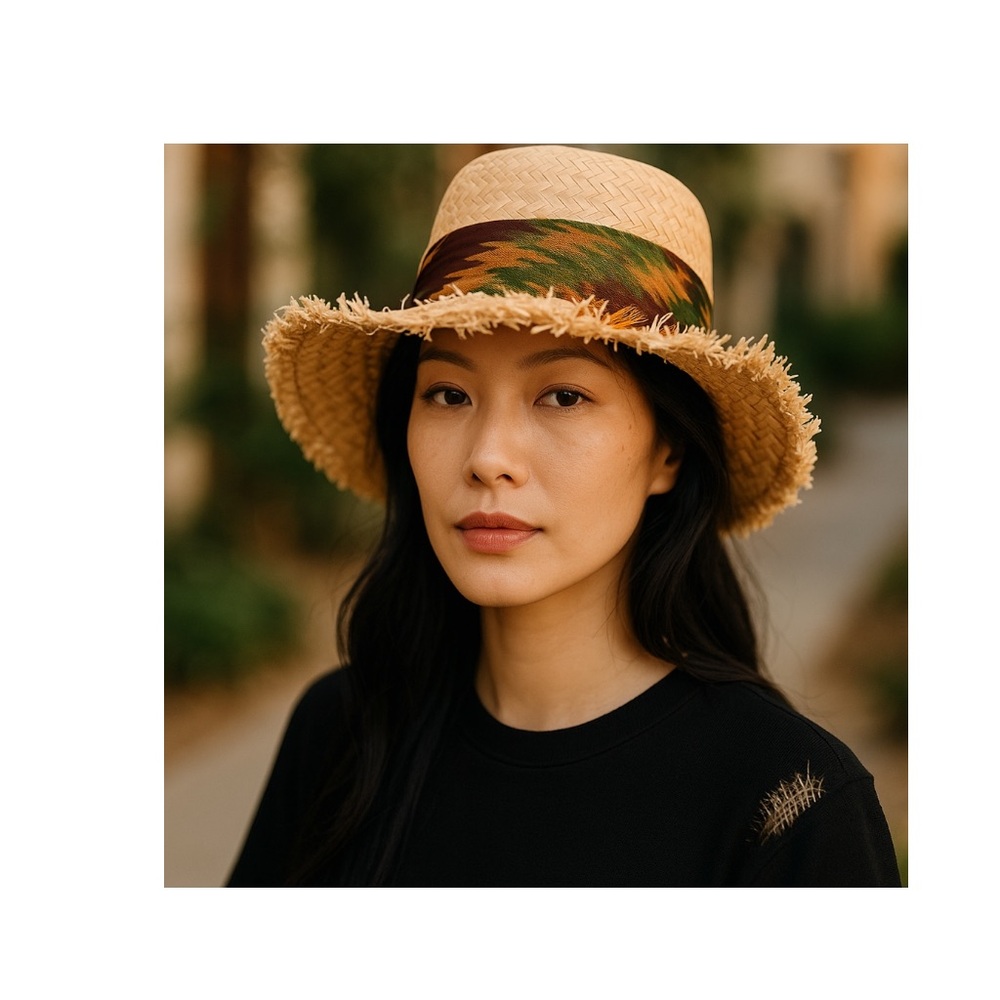 Straw‎ Tweed Hat Women Short Brim Flexible Lightweight Fringe Summer Beach